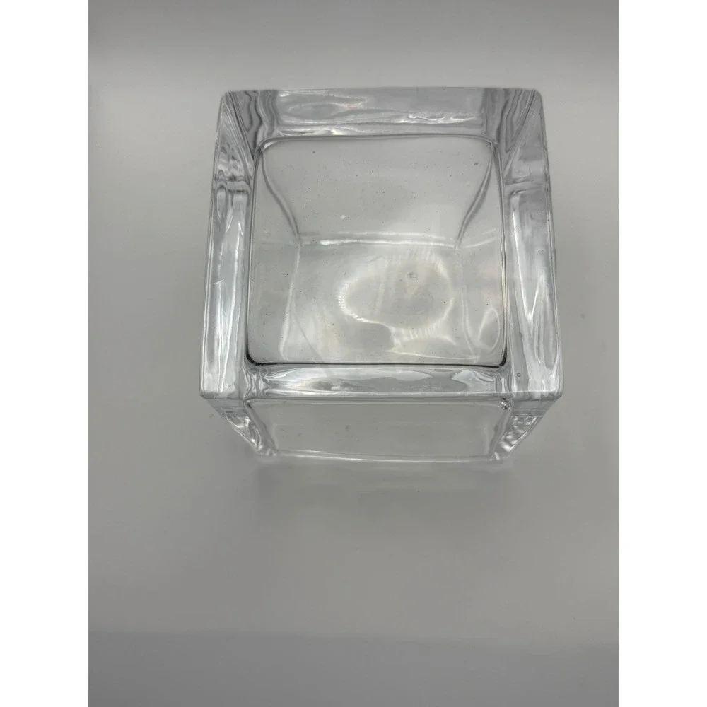 Modern Square Clear Glass Apothecary Canister Polished Silver Metal Lid